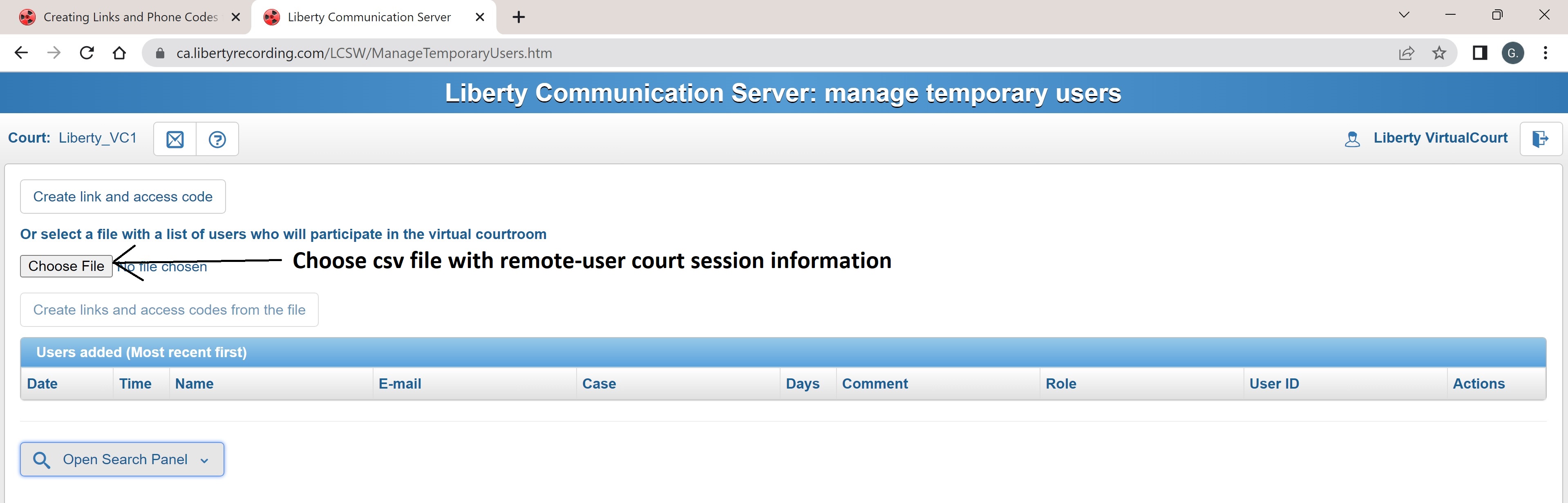 Choose to Input the CSV file