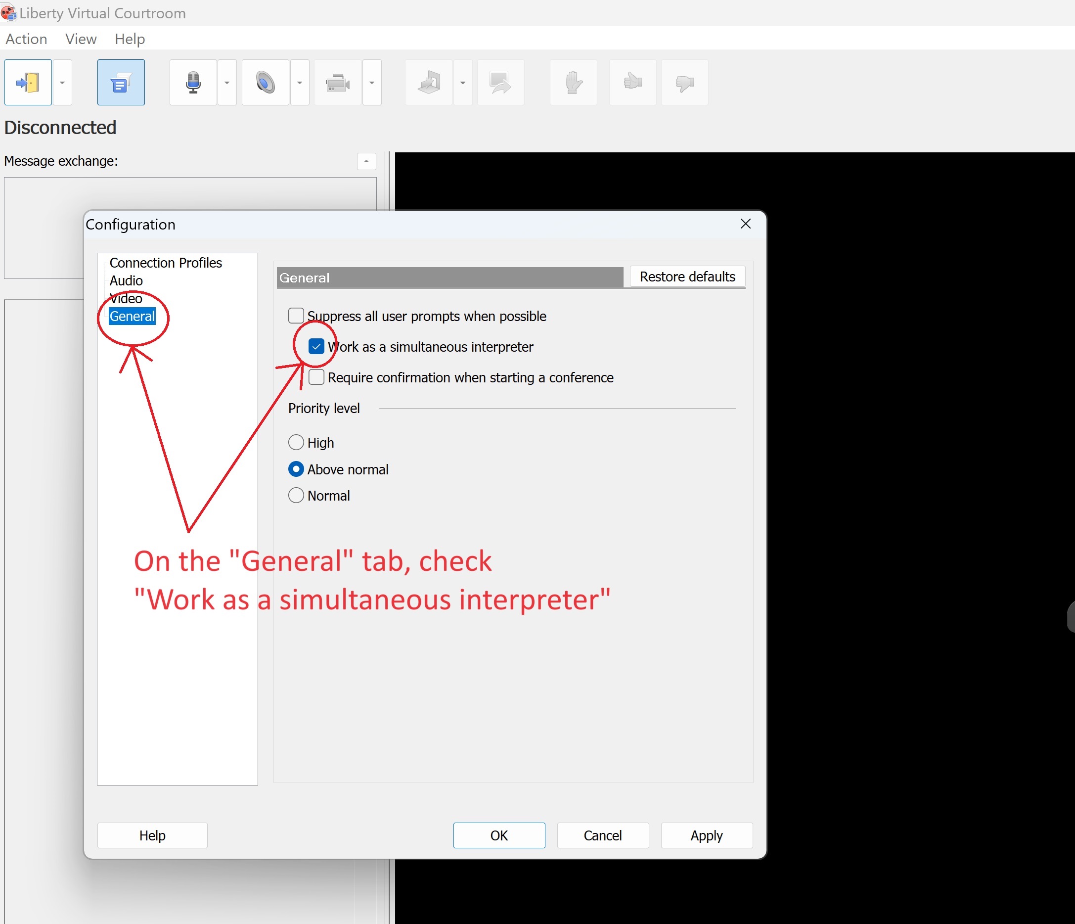 Specify Work as an Interpreter in the options