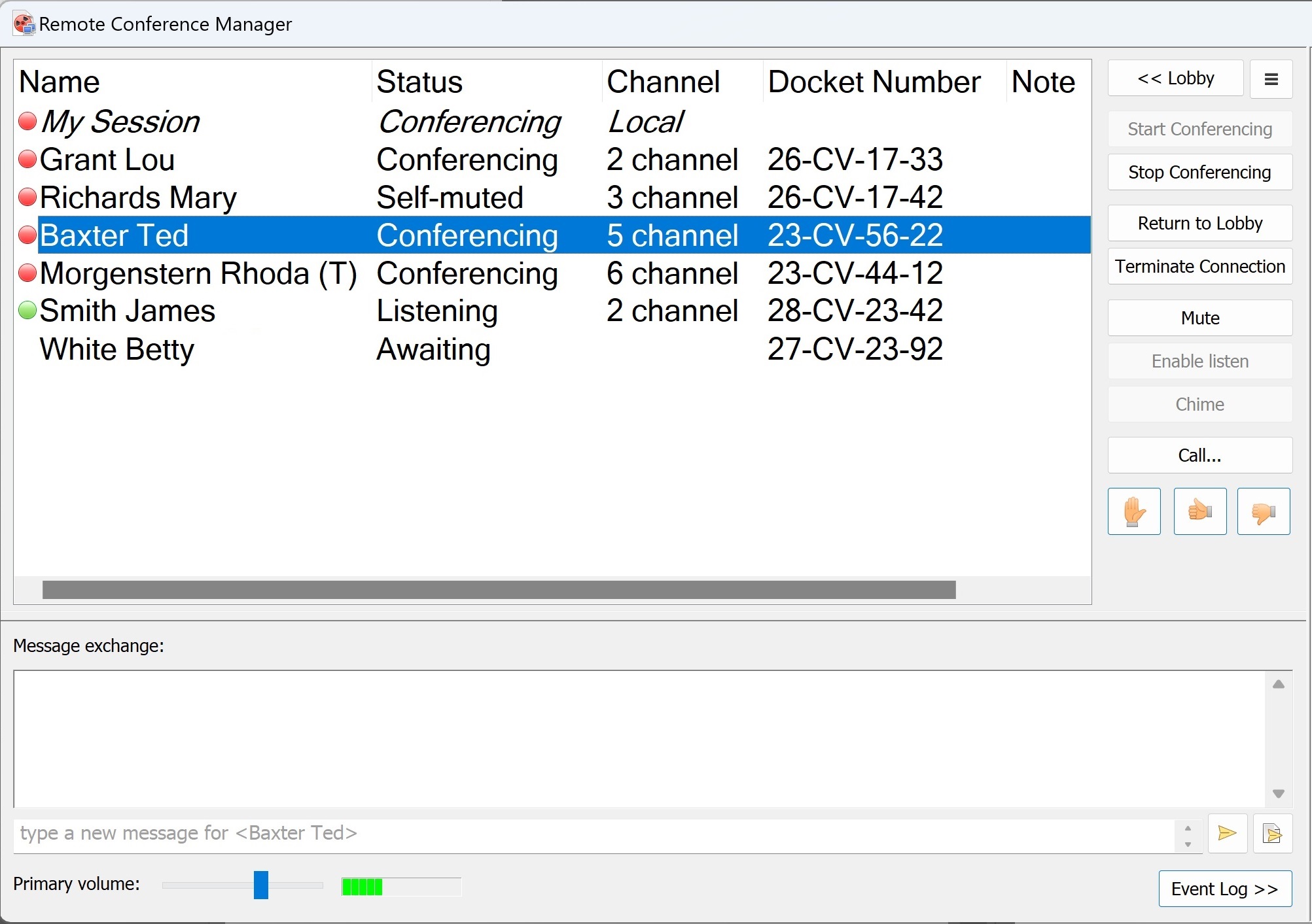 Remote Conference Manager Main Window