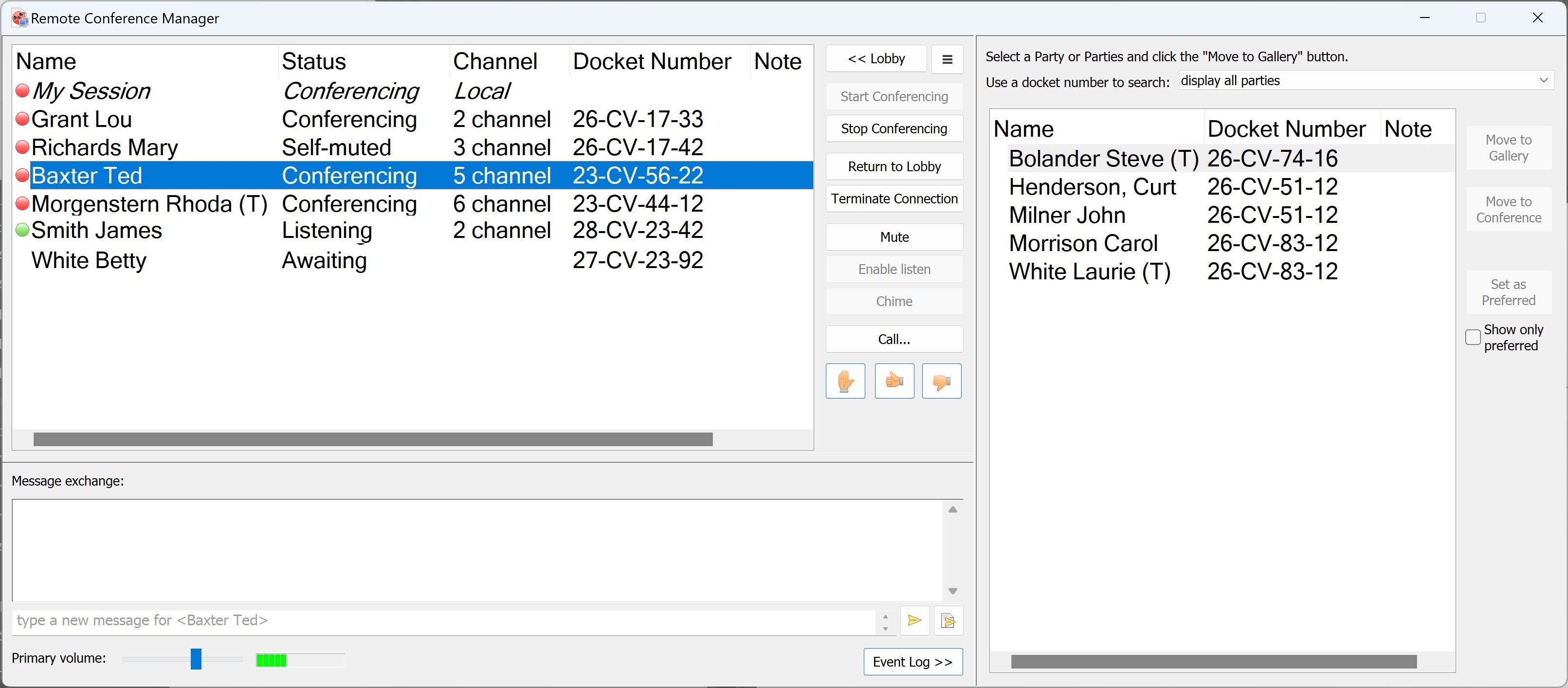 Remote Conference Manager Window