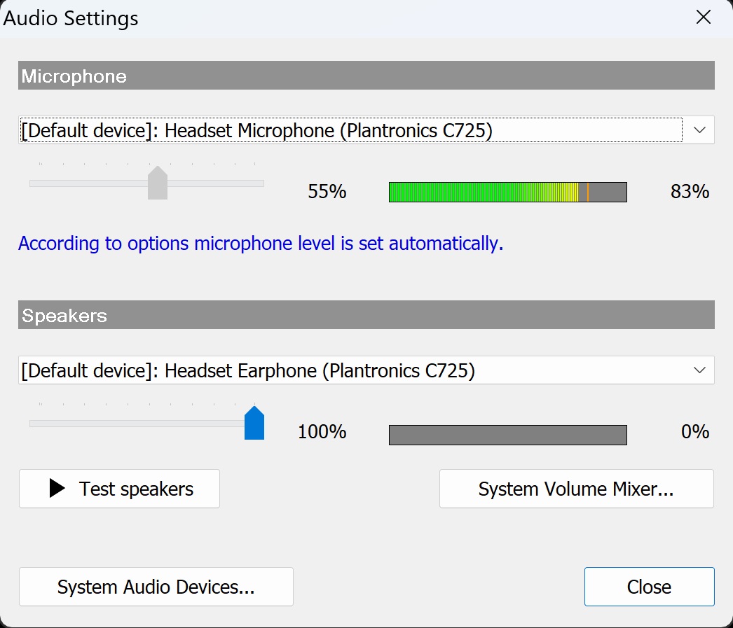 Test Microphone and Speakers