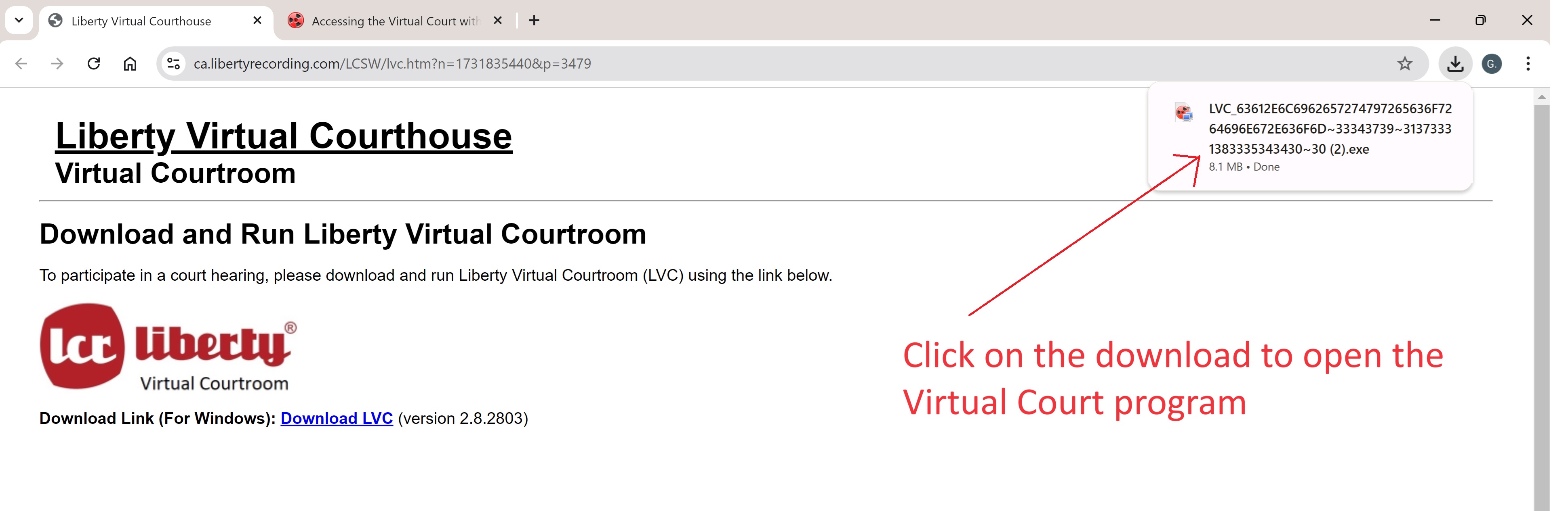 Open the Virtual Court Program