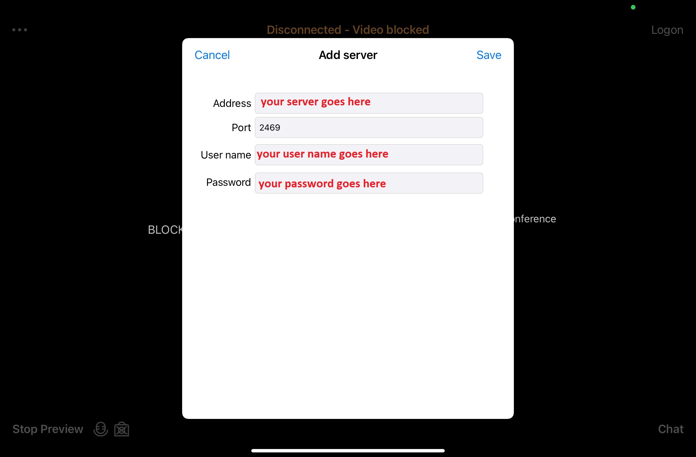 Enter your Server Setting parameters, as provided by the court.