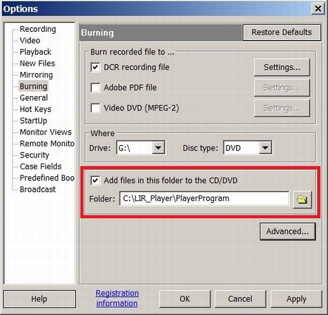 Burn options should point to the folder where the Portable Player was created