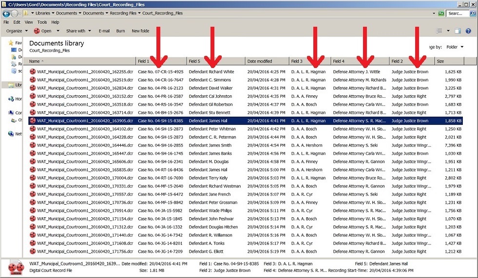 Case Bookmark Information Details seen in Windows Explorer